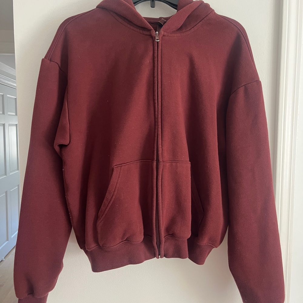 SKIMS Burgundy Full-Zip Hoodie